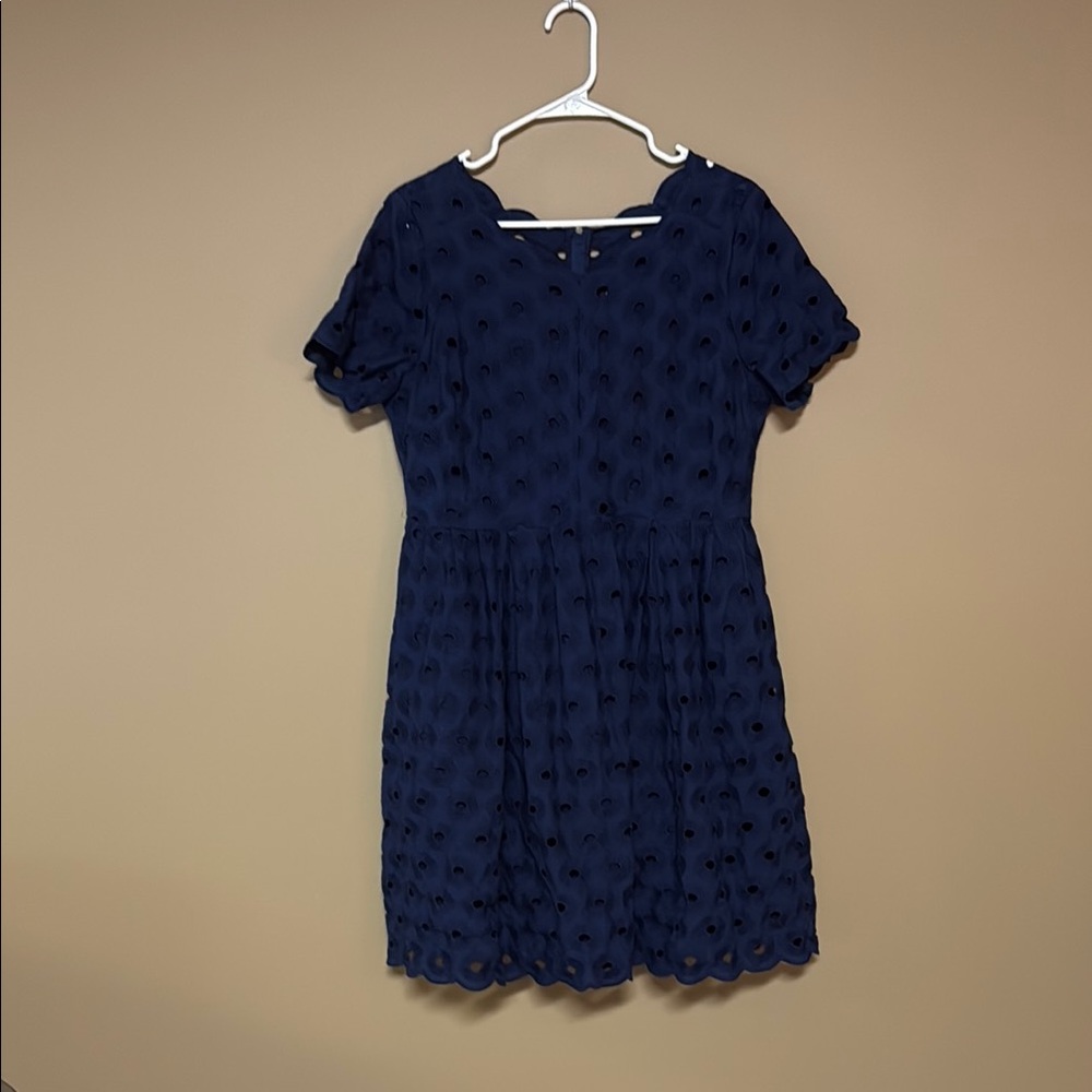 J.Crew Navy Eyelet dress. Women’s 14. Good Cond.  $20